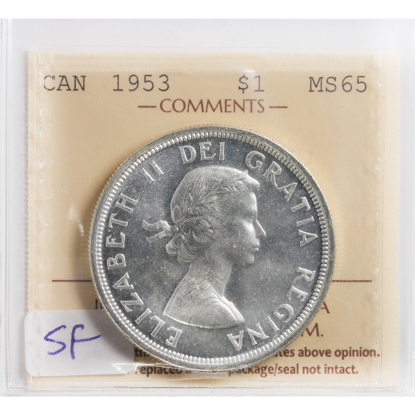1953 SF Canada Dollar ICCS Certified MS65 (XHT 051)