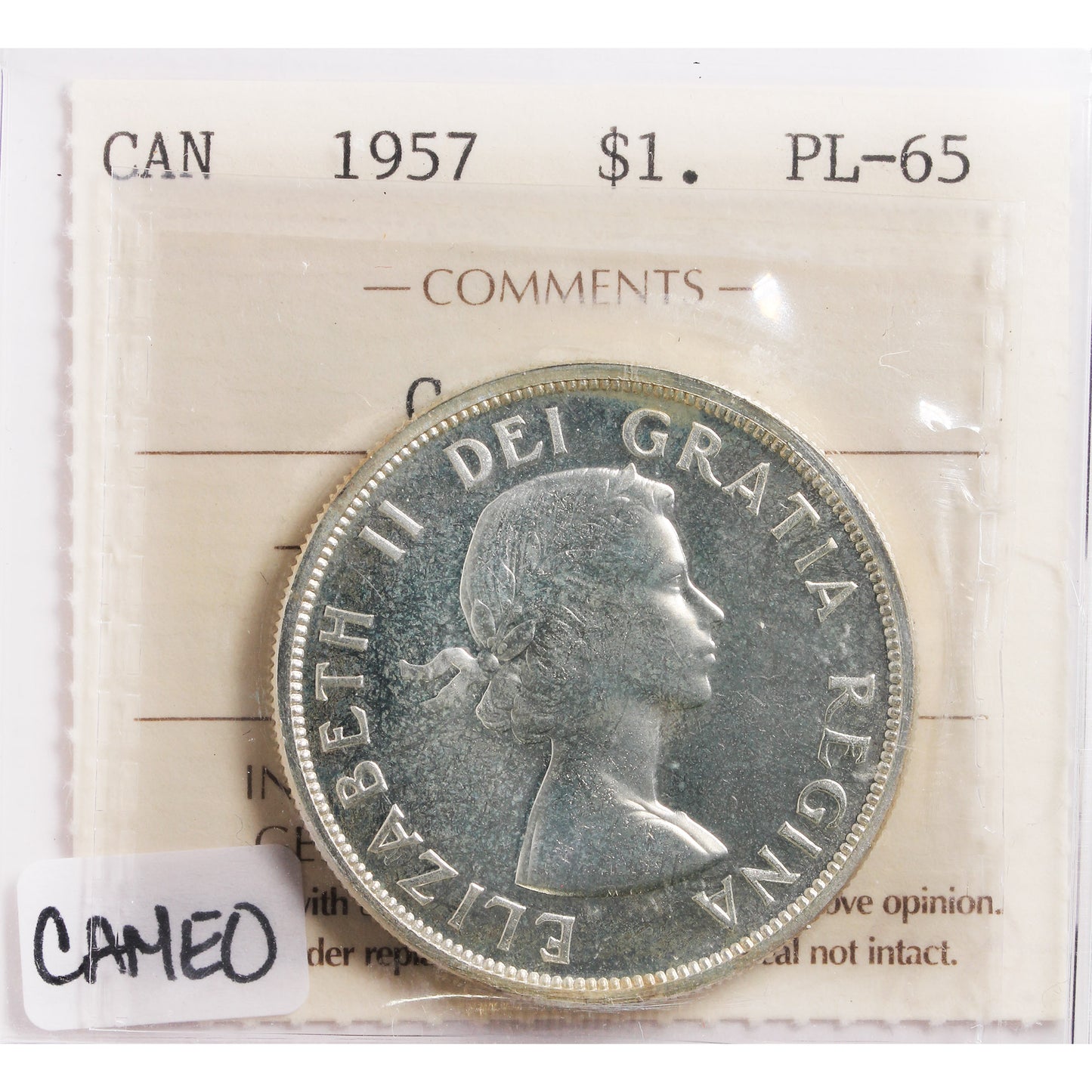 1957 Canada Dollar ICCS Certified PL-65 Cameo
