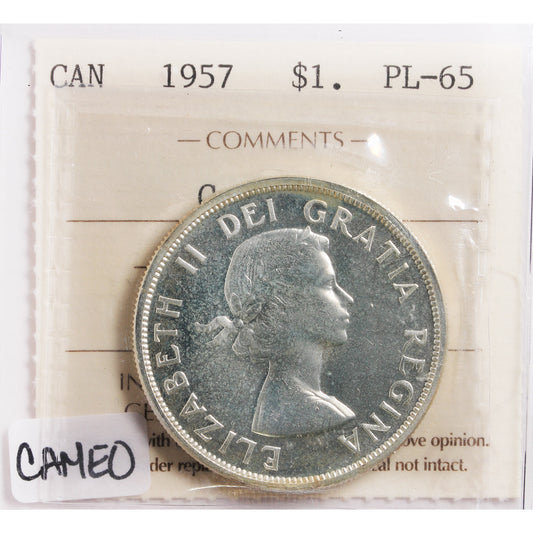 1957 Canada Dollar ICCS Certified PL-65 Cameo