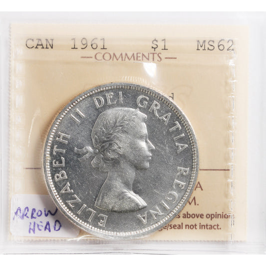 1961 Arrowhead Canada Dollar ICCS Certified MS-62