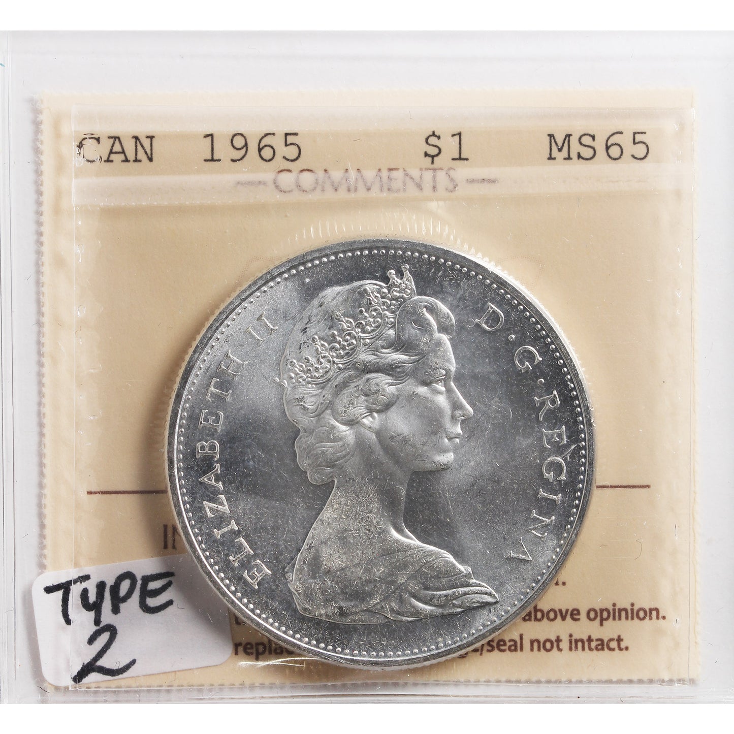 1965 Small Beads Blunt 5 (Type 2) Canada Dollar ICCS Certified MS-65 (XVR 515)