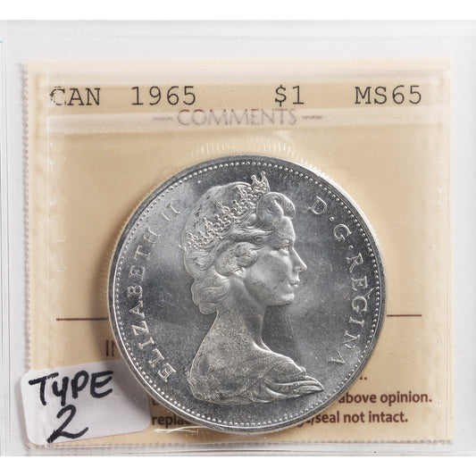 1965 Small Beads Blunt 5 (Type 2) Canada Dollar ICCS Certified MS-65 (XVR 515)