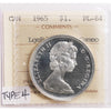 1965 Large Beads Pointed 5 (Type 4) Canada Dollar ICCS Certified PL64 Cameo