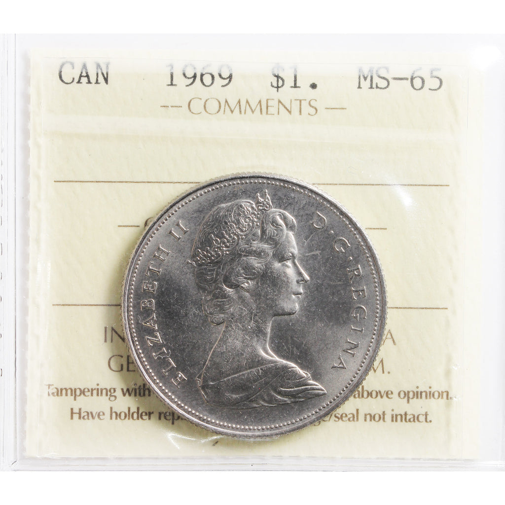 1969 Canada Nickel Dollar ICCS Certified MS65