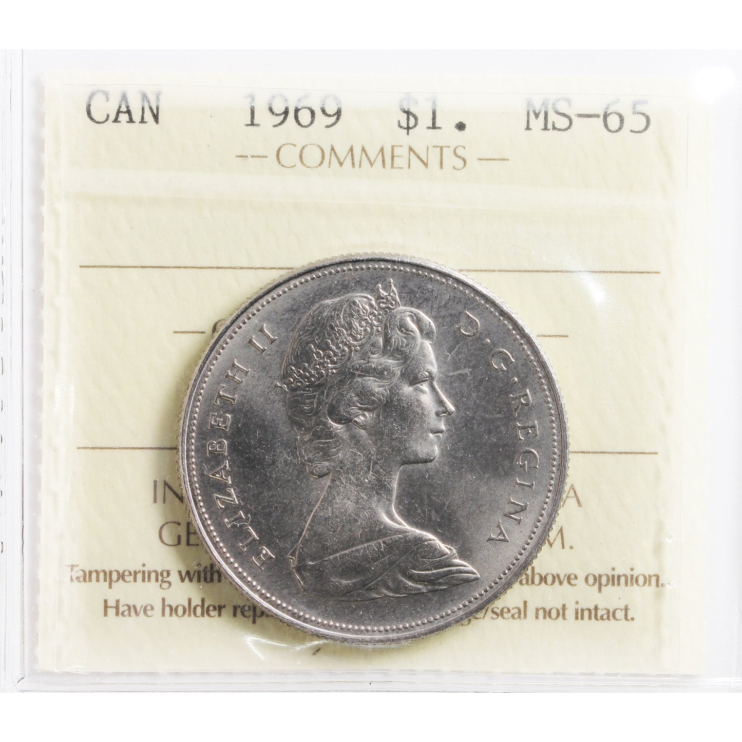 1969 Canada Nickel Dollar ICCS Certified MS65