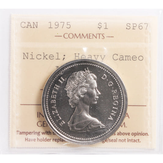 1975 Attached Jewel Canada Nickel Dollar ICCS Certified SP67 Heavy Cameo