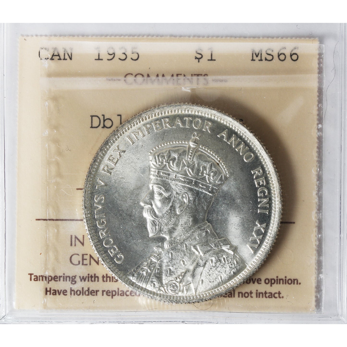 1935 Double Voyageur Canada Dollar ICCS Certified MS66 (XCZ 597)
