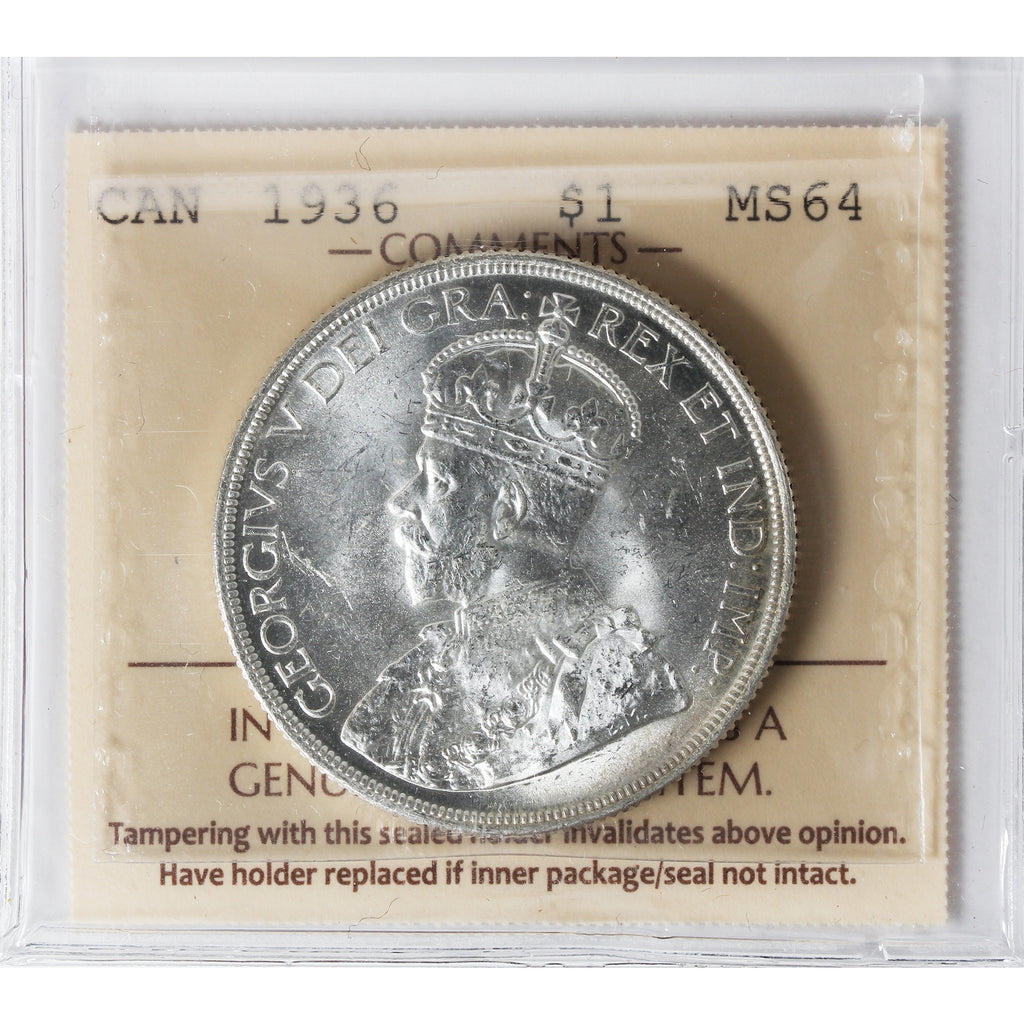 1936 Canada Dollar ICCS Certified MS64 (XMY 635)