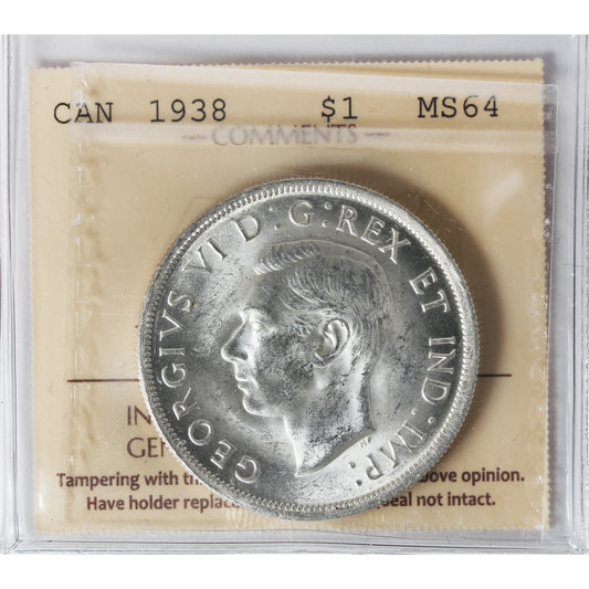 1938 Canada Dollar ICCS Certified MS-64 (XHI 026)