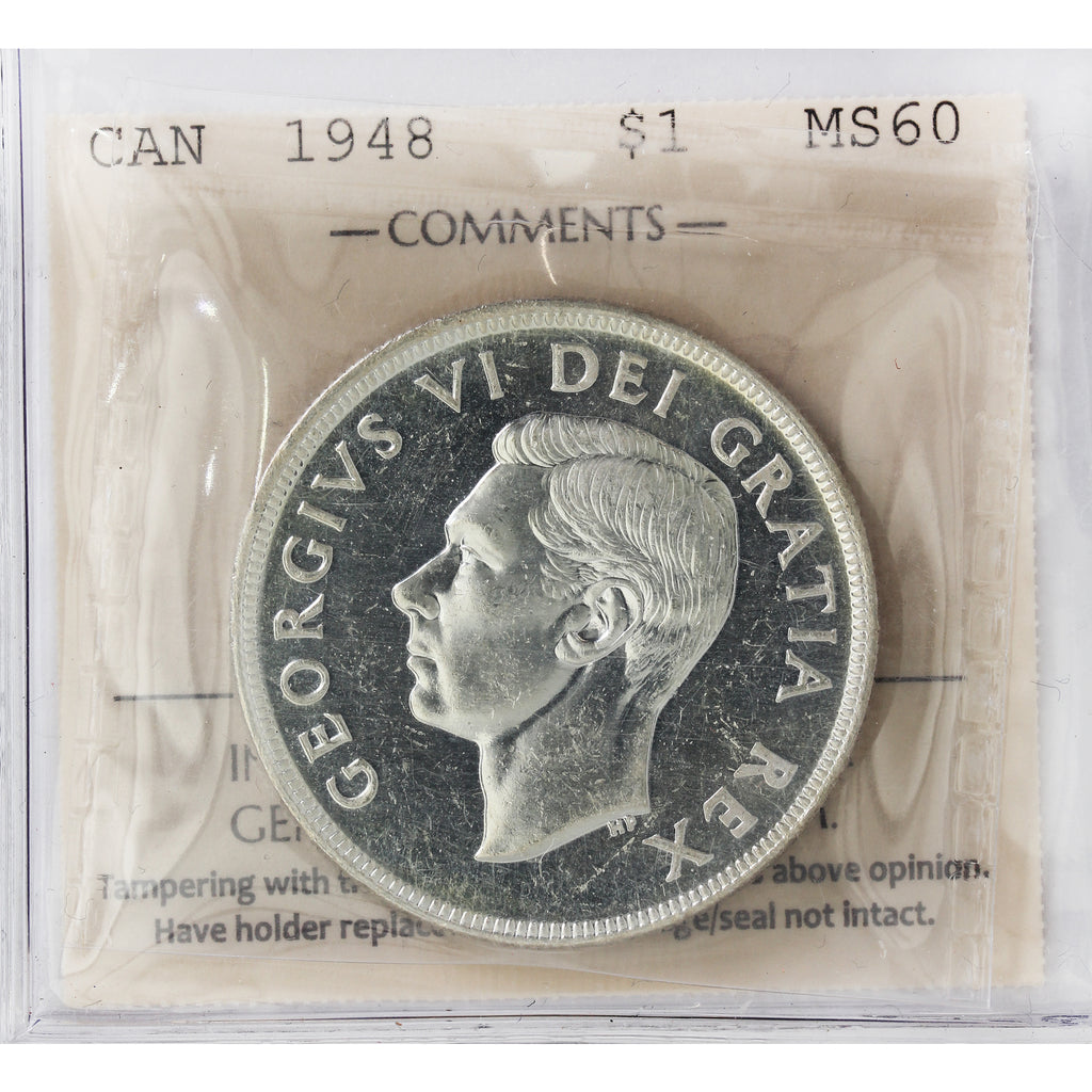 1948 Canada Dollar ICCS Certified MS60 (XZL 093)