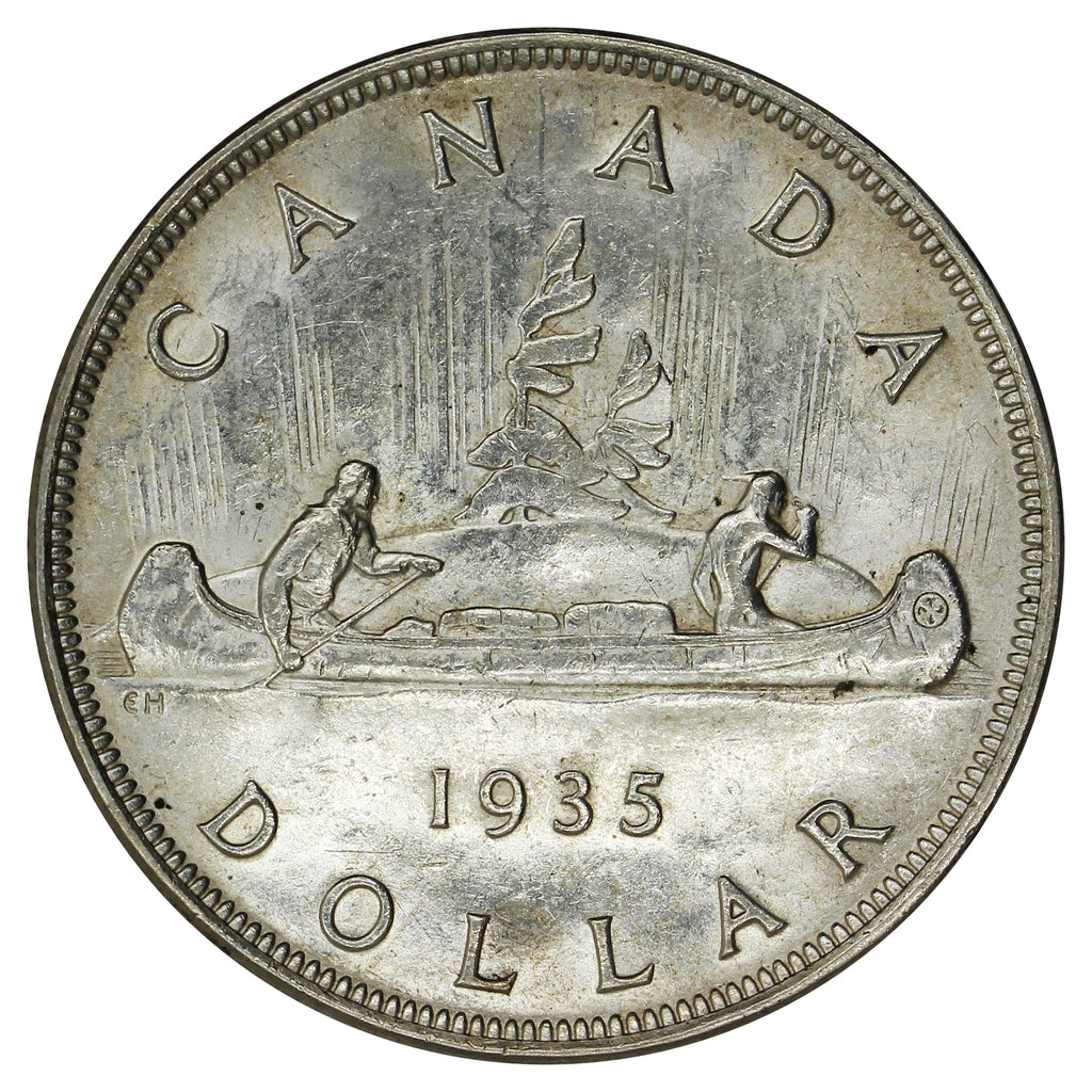 1935 2x XXV Canada Dollar Almost Uncirculated (AU50)