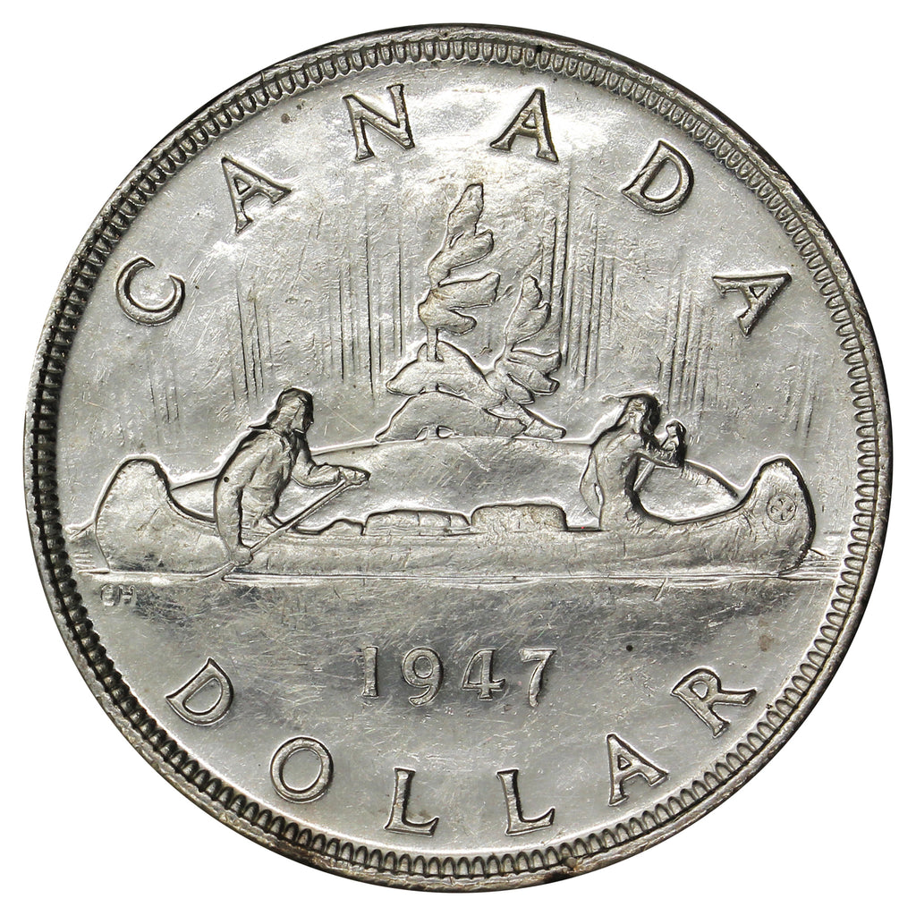 1947 Pointed 7 Dot Canada Dollar Extra Fine (EF40) $