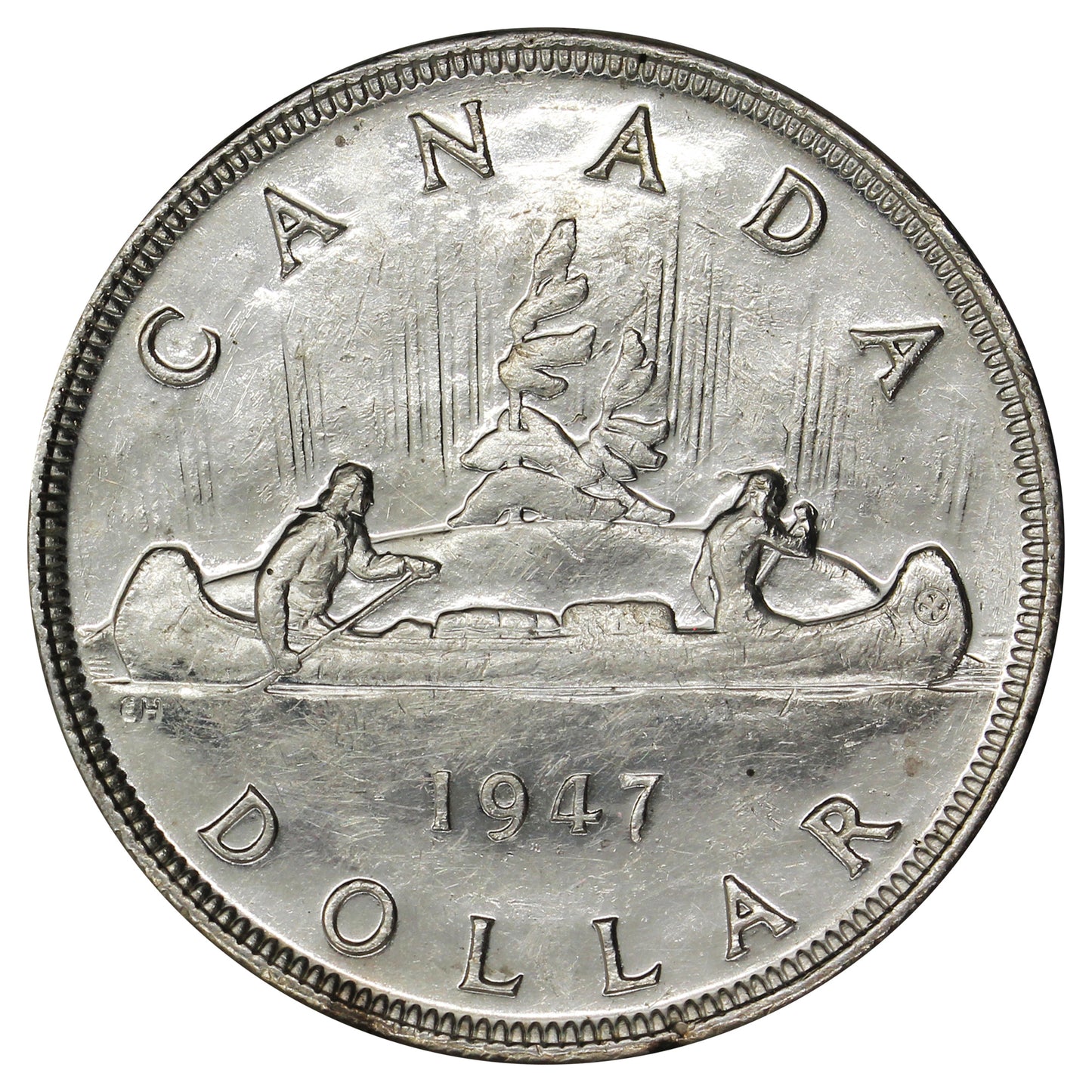 1947 Pointed 7 Dot Canada Dollar Extra Fine (EF40) $
