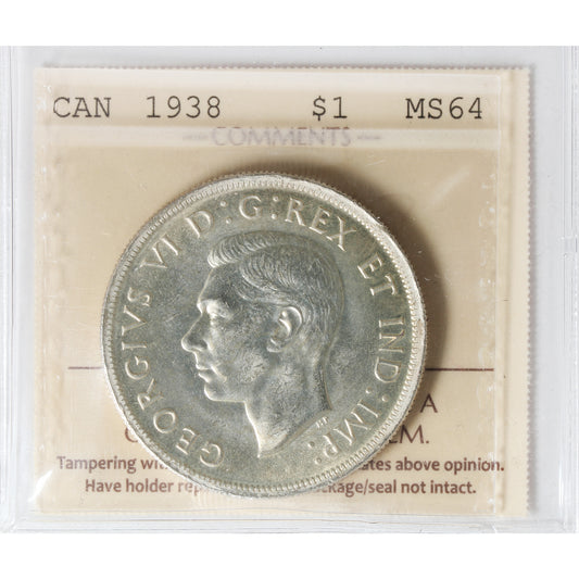 1938 Canada Dollar ICCS Certified MS64 (XHI 019)
