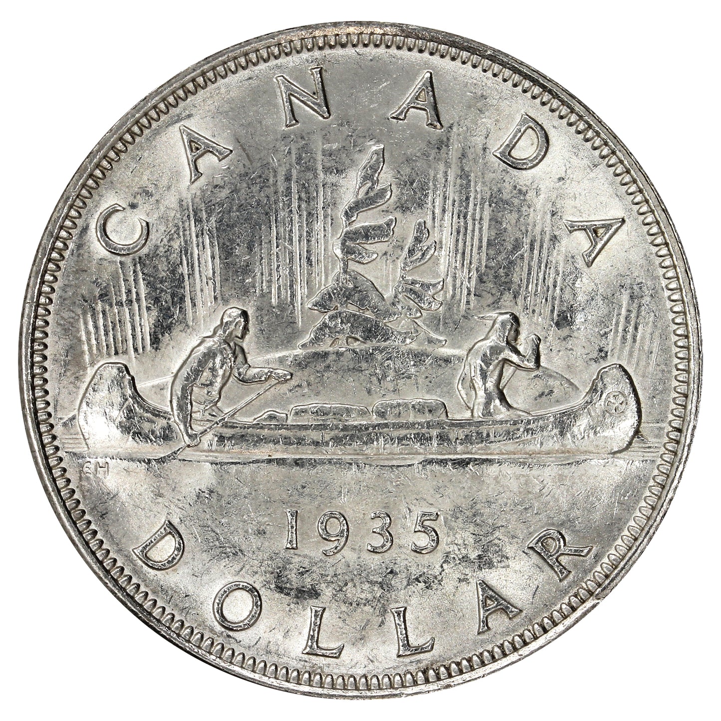 1935 Double Voyageur Canada Dollar AU-UNC (AU55)