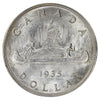 1935 Double Voyageur Canada Dollar Brilliant Uncirculated (MS63) $