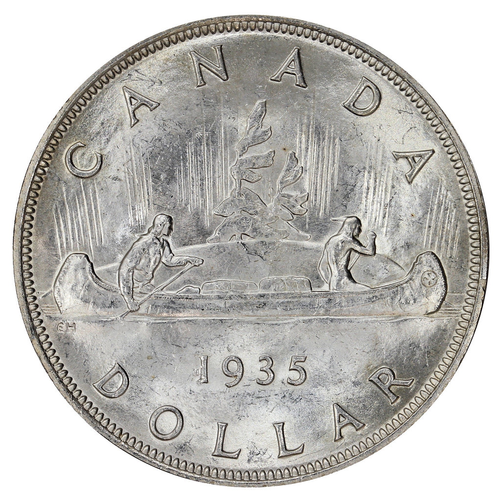 1935 Double Voyageur Canada Dollar Brilliant Uncirculated (MS63) $