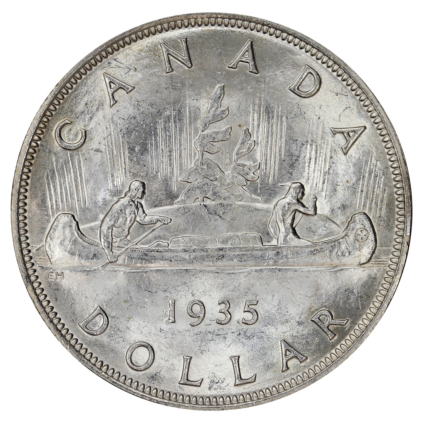 1935 Double Voyageur Canada Dollar Brilliant Uncirculated (MS63) $