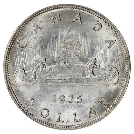 1935 Double Voyageur Canada Dollar Brilliant Uncirculated (MS63) $