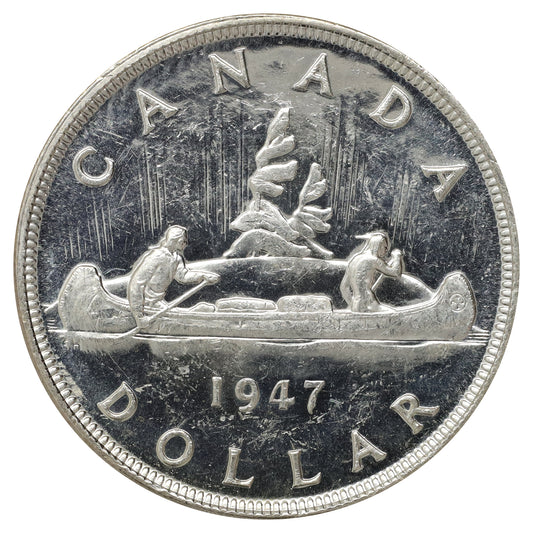 1947 Pointed 7; Dot Canada Dollar UNC+ (MS62) $
