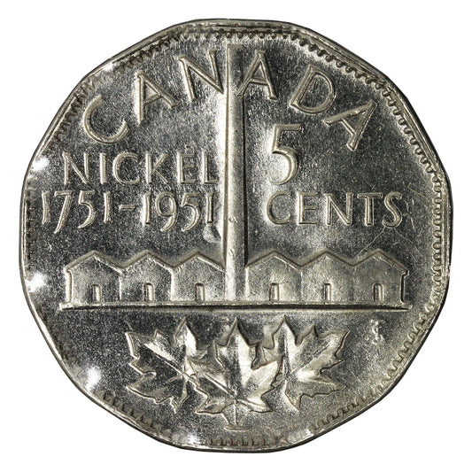 1951 Refinery Half Moon Canada 5-cents AU-UNC (AU-55)