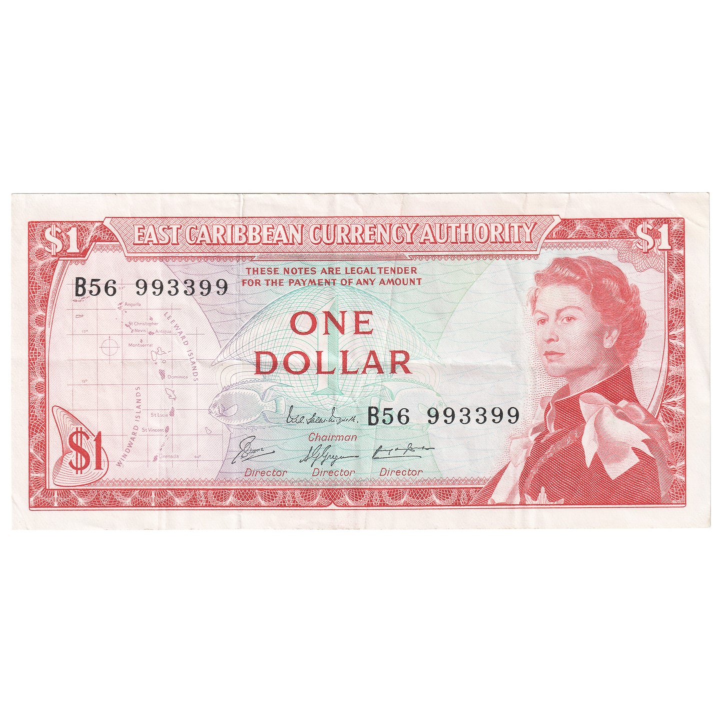 East Caribbean States (No Date) 1 Dollar, Pick #13g, RADAR, B56 993399
