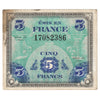 France 1944 5 Francs Note, Pick #155a, EF (Stain)
