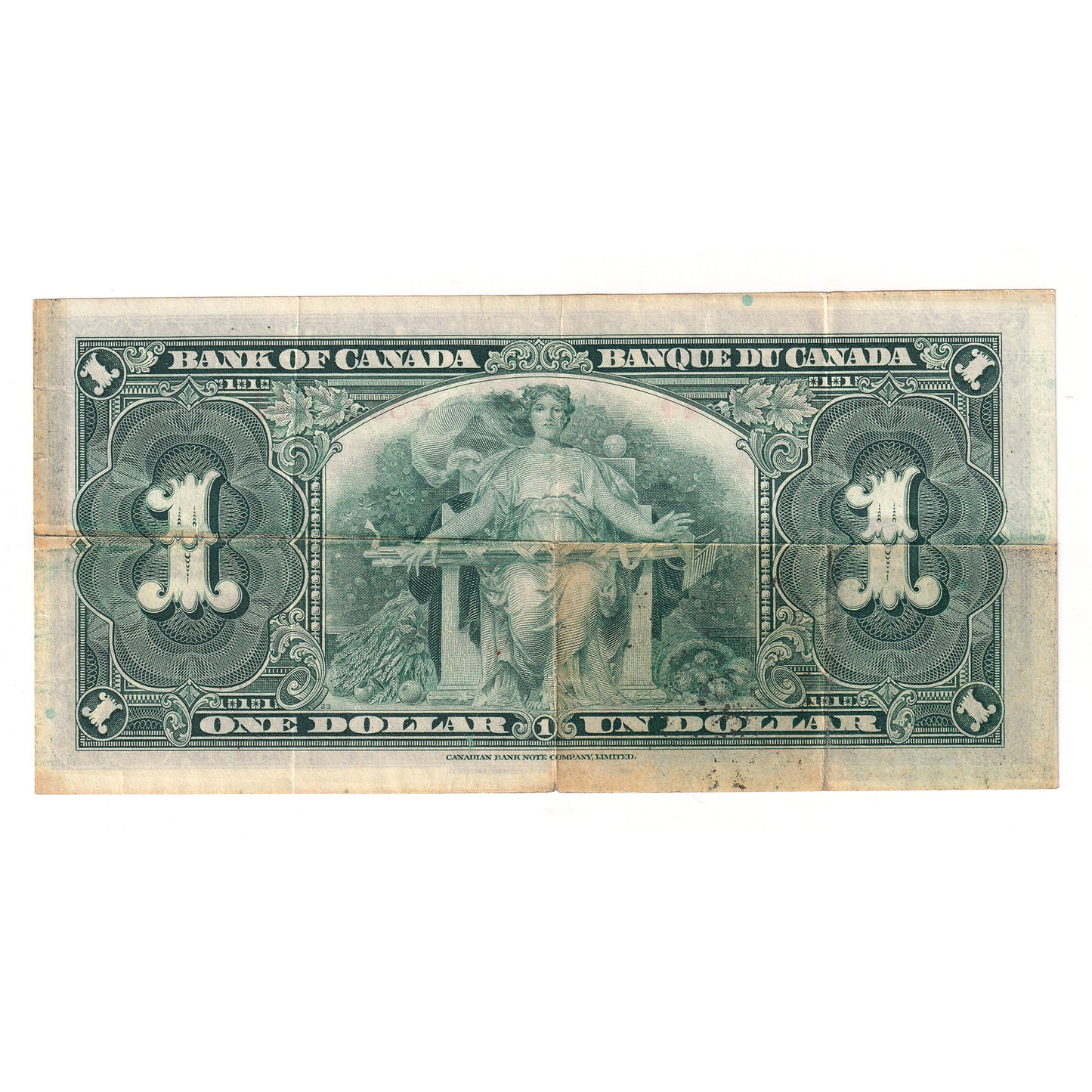 BC-21c 1937 Canada $1 Note, Gordon-Towers, VF-EF (VF30) Stains, pinhole, impaired