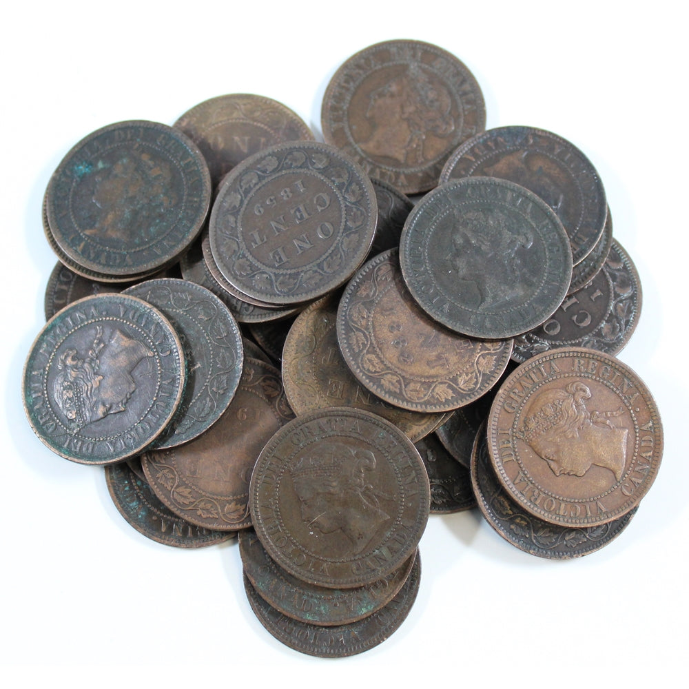 Lot of 30x Canada Victorian Cents, Average Circ Condition, 30Pcs (Some Duplicates)