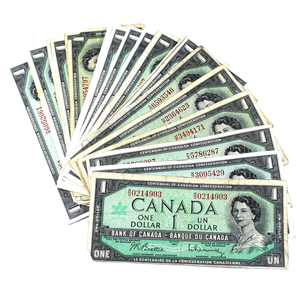 Lot of 30x 1967 Canada $1 Notes, Circ/Average Condition, 30Pcs (May have issues)