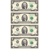 Set of 4x Uncut 2003A USA $2 Notes, Cabral-Snow, in Folder