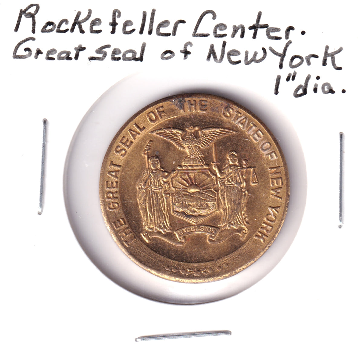 Rockefeller Center Medallion: The Great Seal of New York (Corrosion, wear)