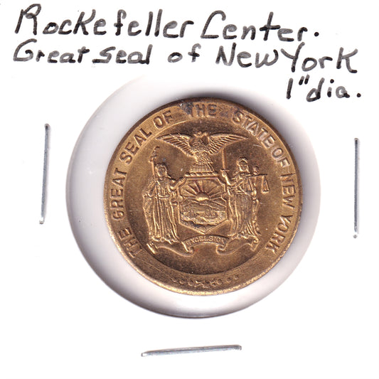 Rockefeller Center Medallion: The Great Seal of New York (Corrosion, wear)