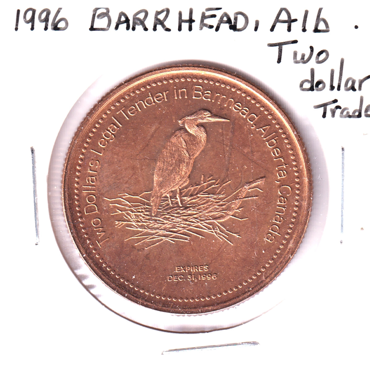 1996 Pride of Barrhead, AB, Two Bucks Trade Dollar Token