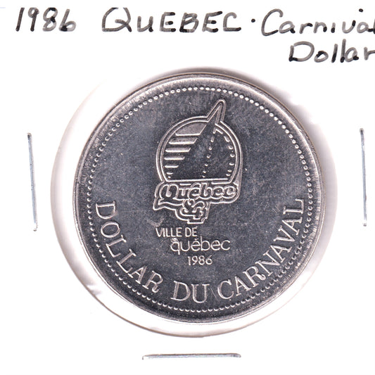 1986 Dollar du Carnaval de Quebec Trade Token: Effigie du Bonhomme Carnaval 1984 (30)