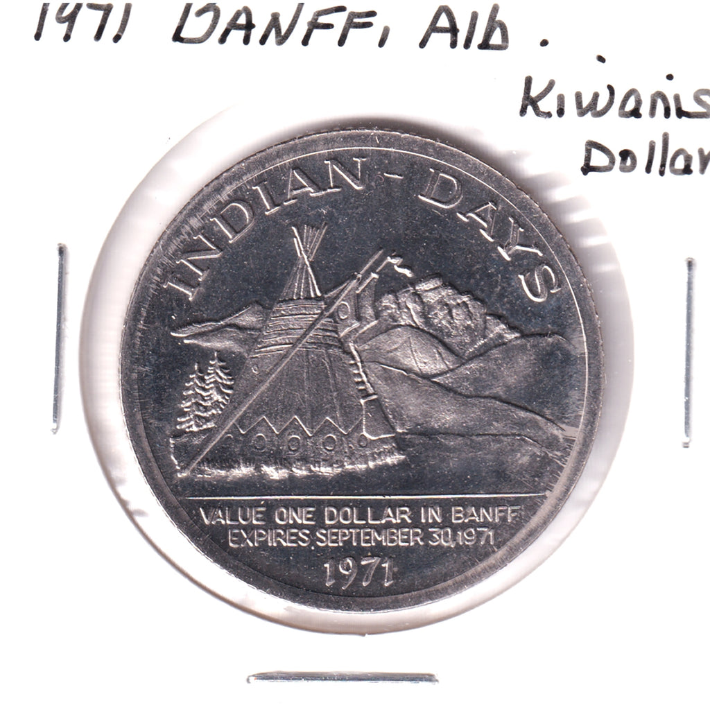 1971 Banff, AB, Kiwanis Dollar Trade Token: Indian Days
