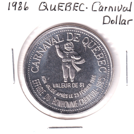 1986 Dollar du Carnaval de Quebec Trade Token: International Pee-Wee Hockey Tournament