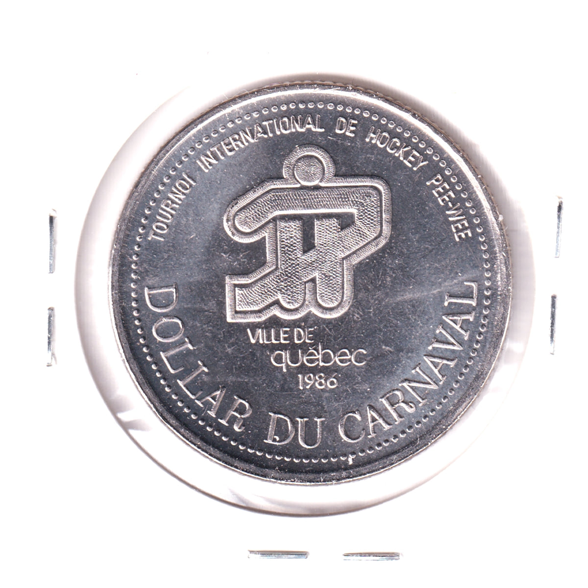 1986 Dollar du Carnaval de Quebec Trade Token: International Pee-Wee Hockey Tournament