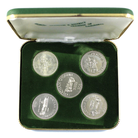 Set of 5x 1975-1979 Chatham, ON, Classic Car Souvenir Dollars, 5Pcs in Case (Impaired)