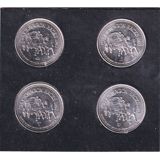 Set of 4x 1983 Calgary Stampede Souvenir Dollars with 4 Mintmarks, 4Pcs in Folder