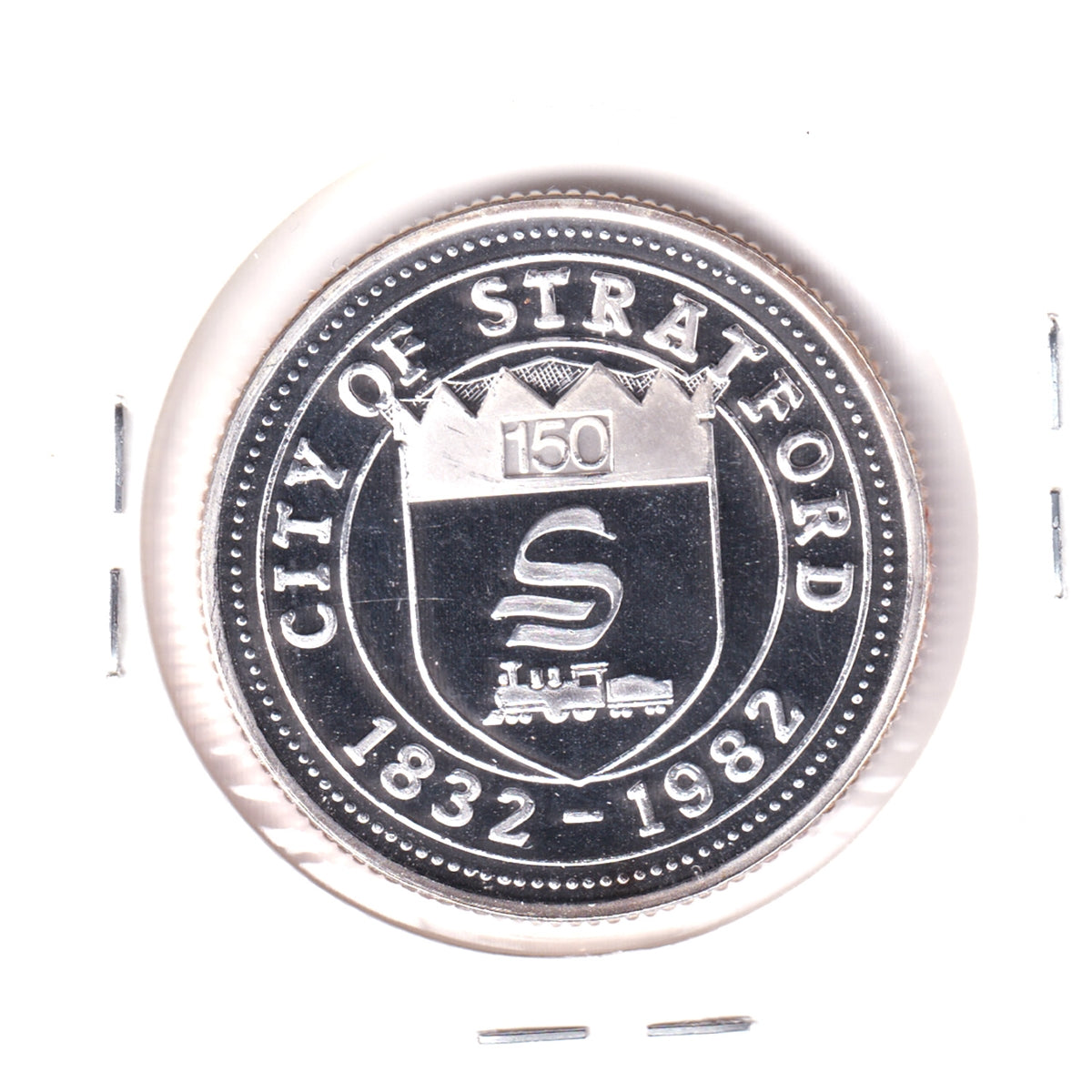 1982 Stratford, ON, 150th Anniversary Fine Silver Trade Dollar Token (No Tax)