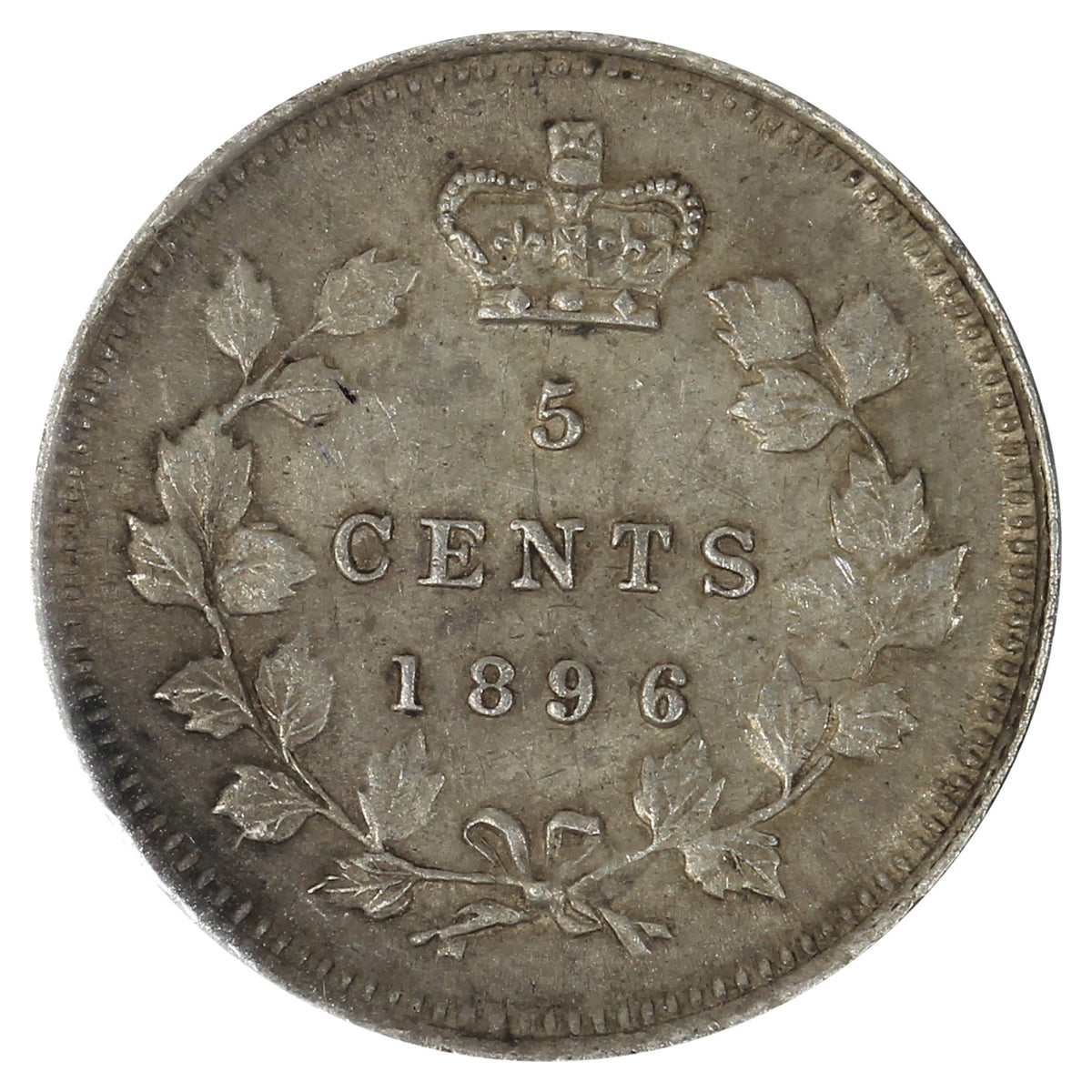 1896 Canada 5-cents, EF-AU (EF45) Scratched, marks, or impaired