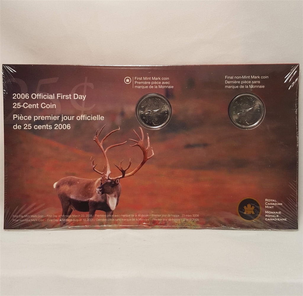 2006 Canada 25-cent First Day Strike Coins - Old & New Mark