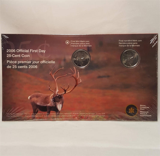2006 Canada 25-cent First Day Strike Coins - Old & New Mark