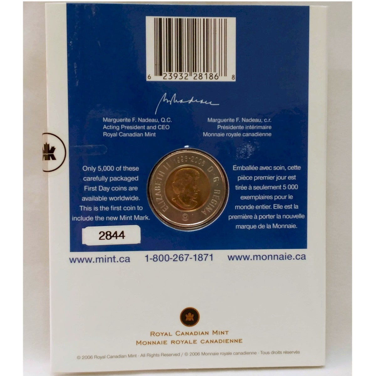 2006 Canada 10th Anniversary Commemorative $2 First Day Strike Coin