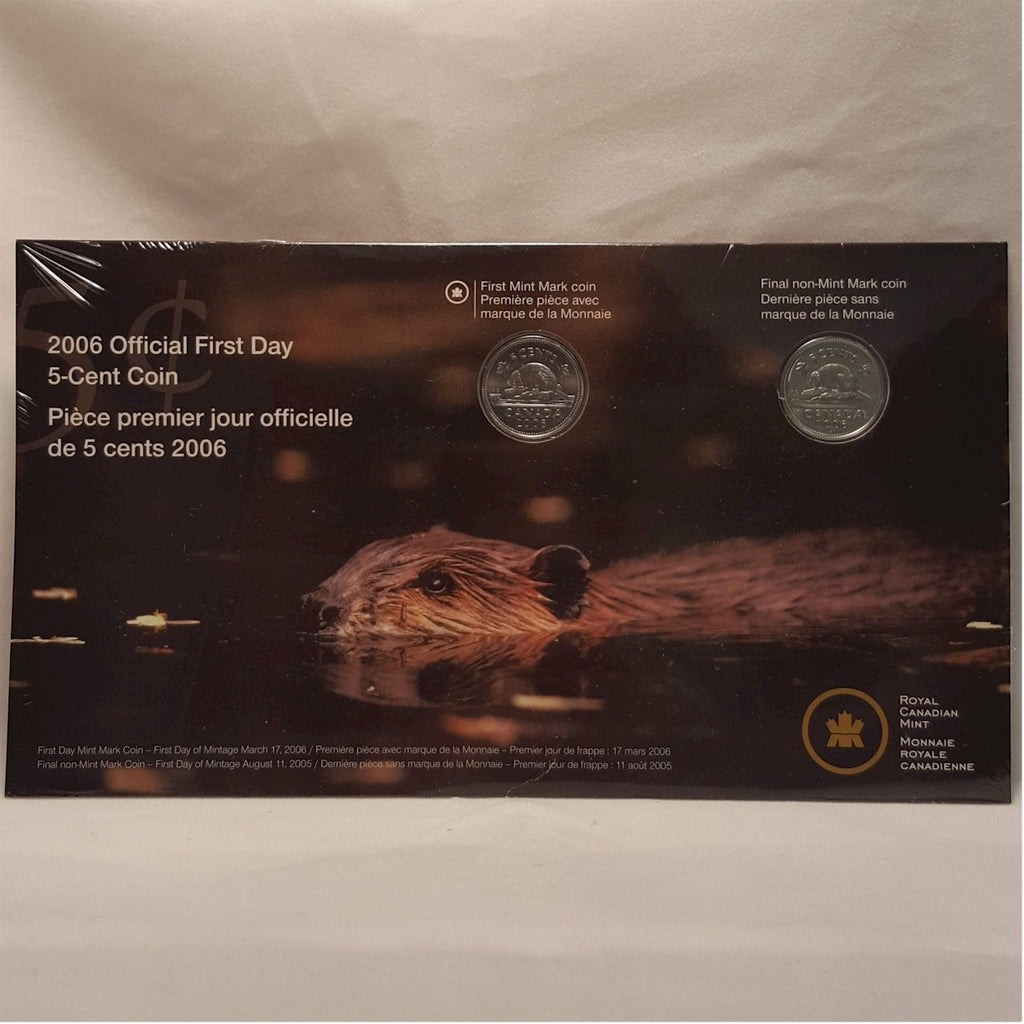 2006 Canada 5-cent First Day Strike Coins - Old & New Mark