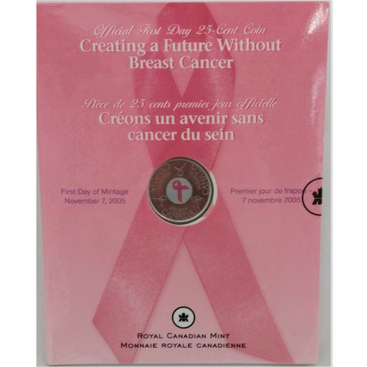 2006 Canada 25-cent Breast Cancer Pink Ribbon First Day Strike