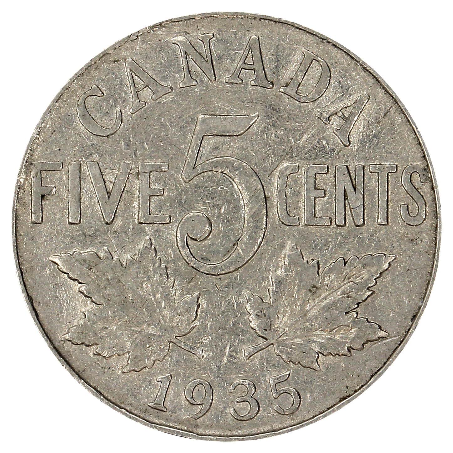 1935 Canada George V 5-Cents Roll of 40Pcs, Circulated Condition