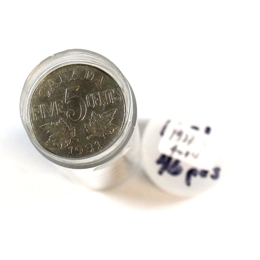 Lot of 40x 1931 Canada George V 5-cents in Circulated Condition, 40Pcs