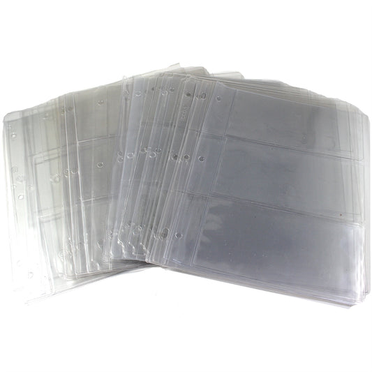 Lot of 30x 3-pocket 3-ring Binder Pages for Paper Money (Used), 30Pcs (Sold As Is)